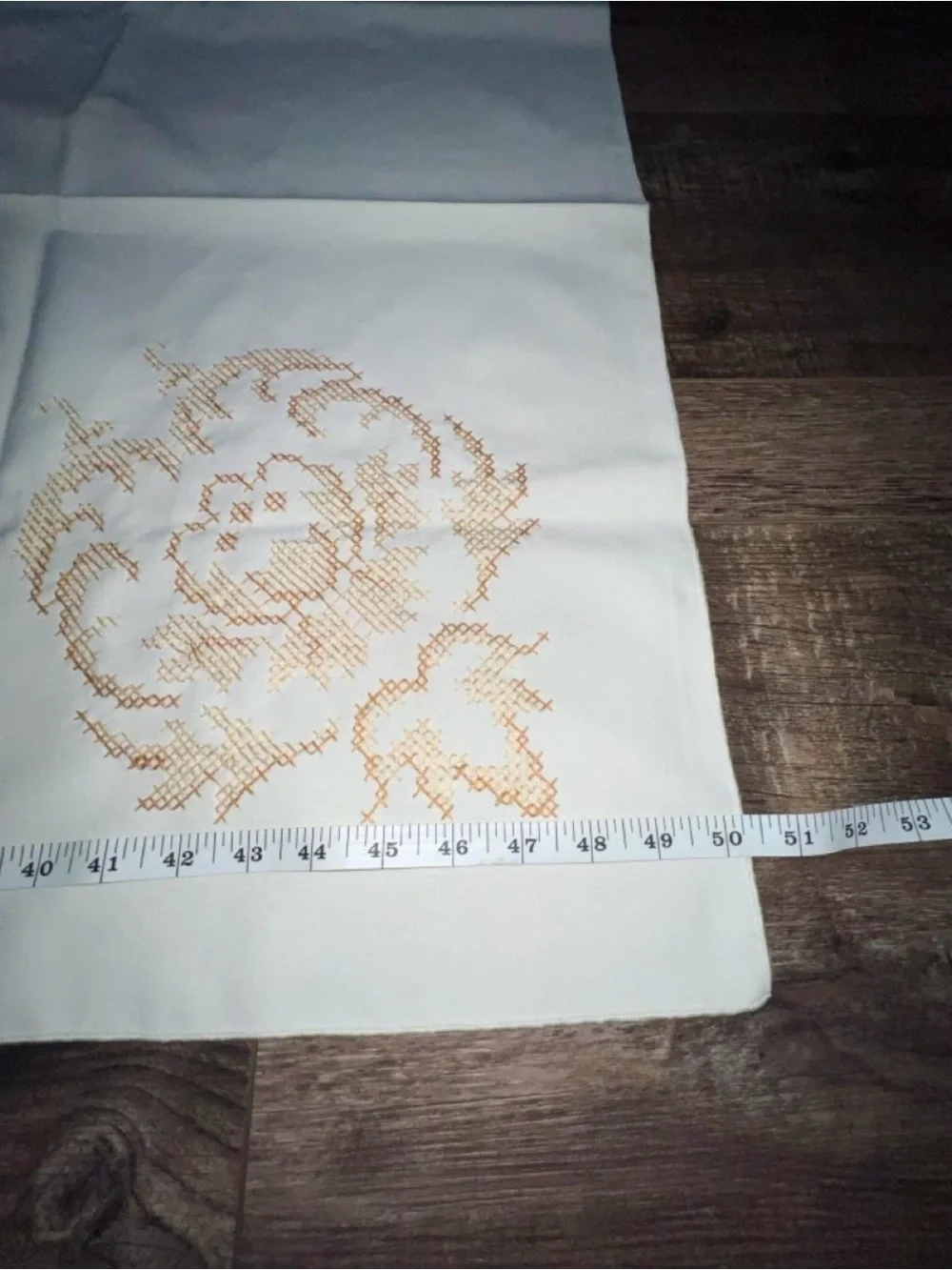 Ivory Tablecloth with Beige Embroidered Floral Motif